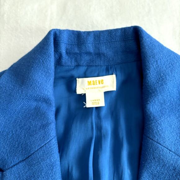 Maeve by Anthropologie Blue Blazer Jacket Large Short Double Breasted Mod Coat - Picture 5 of 12